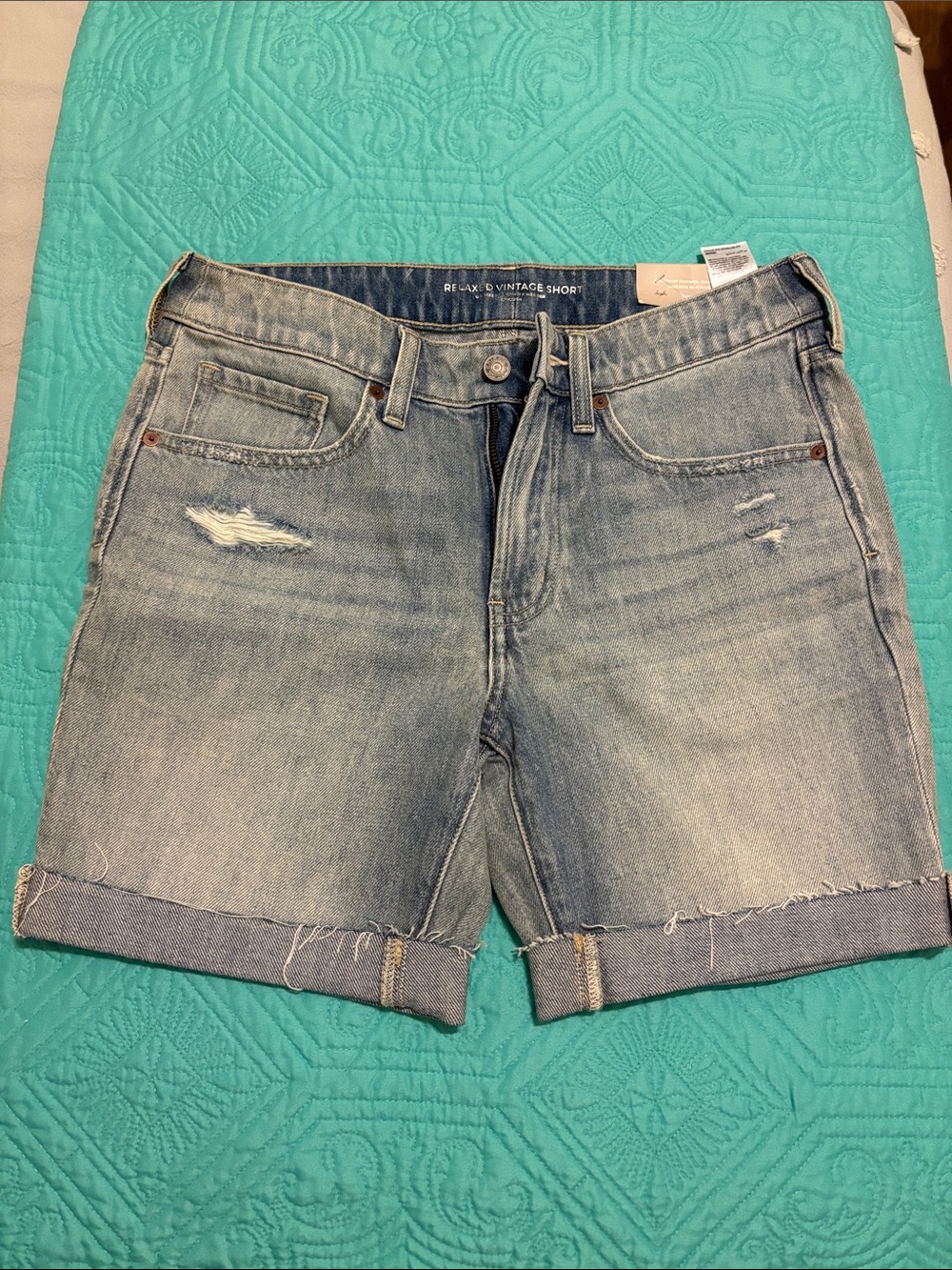 Chico's Light Blue Distressed Denim Shorts